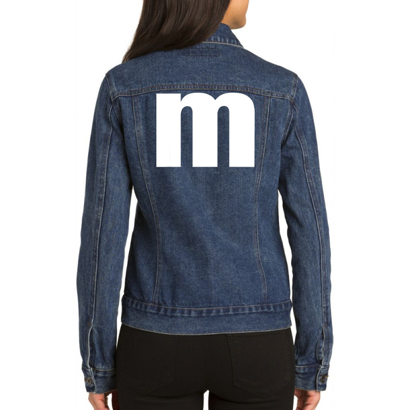 Letter M Groups Costume Matching For Halloween Or Christmas Ladies Denim Jacket by Premium | Artistshot