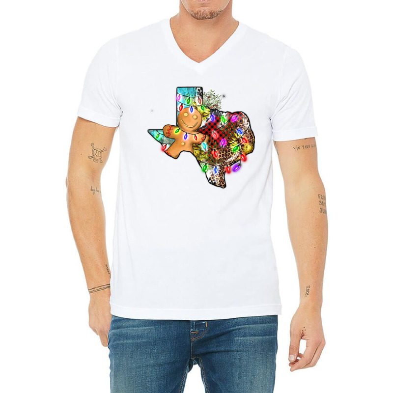 Christmas Texas Map V-neck Tee | Artistshot