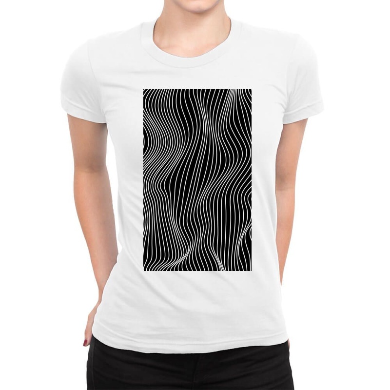 Optical Illusion Minimal Lines Ladies Fitted T-Shirt by Levinsonuhv | Artistshot