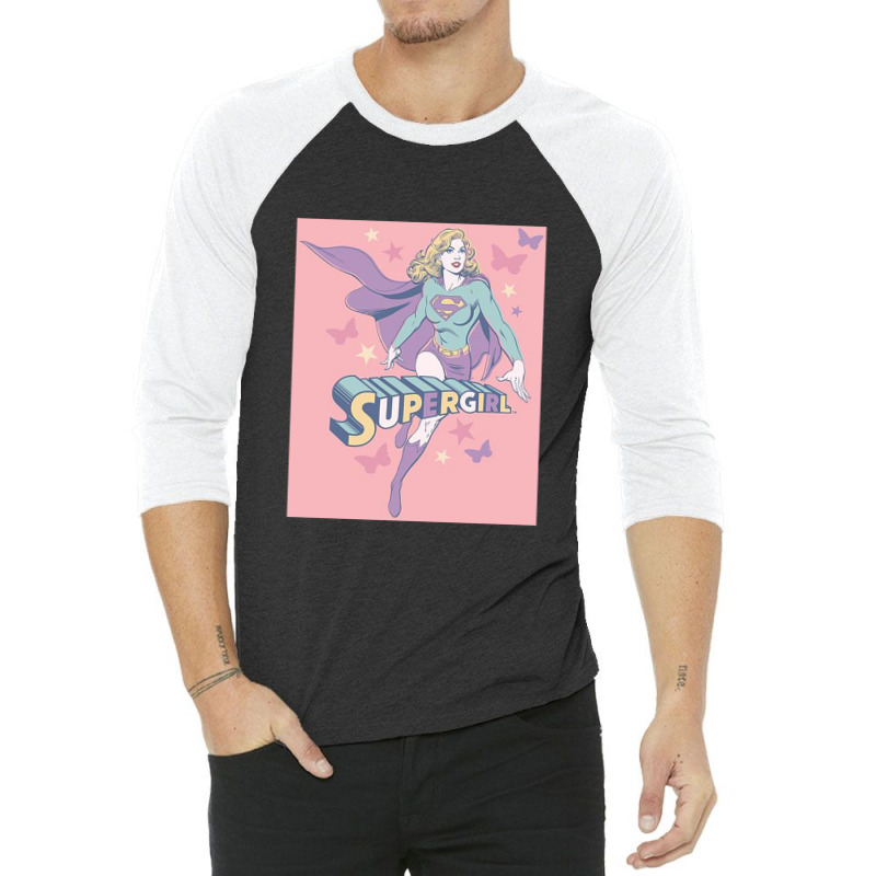 Dc, Supergirl Pastels, 3/4 Sleeve Shirt | Artistshot