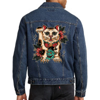 Lucky Cat, Lucky Cat Japan, Lucky Cat Art, Lucky Cat Painting, Lucky C Men Denim Jacket | Artistshot