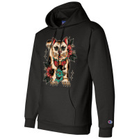 Lucky Cat, Lucky Cat Japan, Lucky Cat Art, Lucky Cat Painting, Lucky C Champion Hoodie | Artistshot