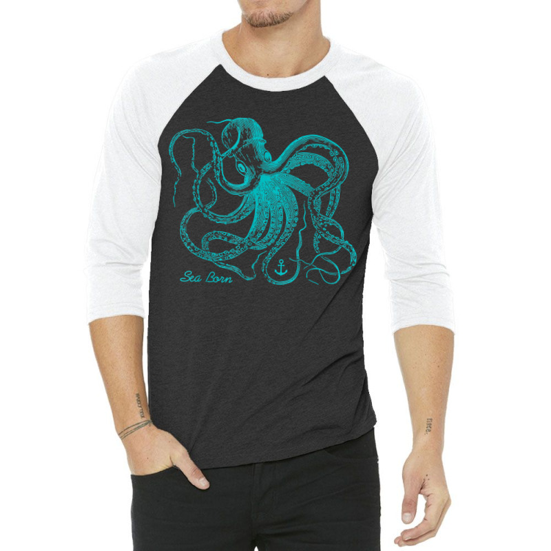 Octopus Cool Vintage Marine Biologist Ocean Sea Life 4 3/4 Sleeve Shirt | Artistshot