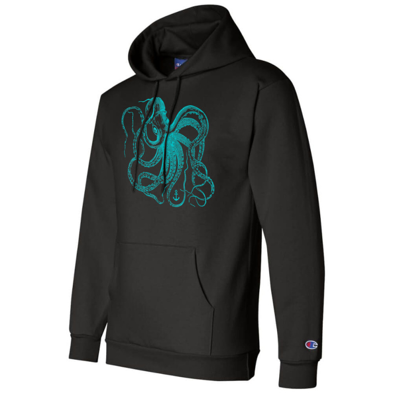 Octopus Cool Vintage Marine Biologist Ocean Sea Life 2 Champion Hoodie | Artistshot