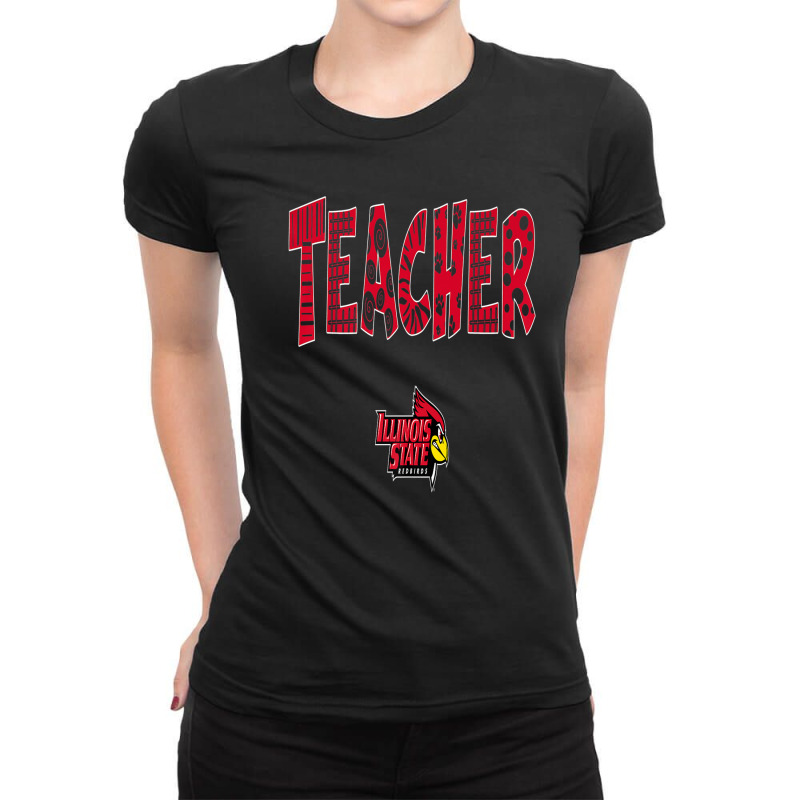 Illinois State Redbirds Teacher - Doodle - Team Game Day Ladies Fitted T-Shirt by LembckeAleeya | Artistshot