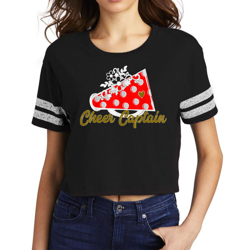 Cheer Captain Shirt, Red Megaphone Heart Flower Accent Scorecard Crop Tee by AnaMercedesContreras | Artistshot