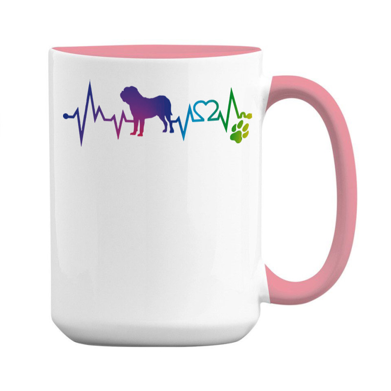 Dogue De Bordeaux T  Shirt Dogue De Bordeaux Colorful Heartbeat, Heart 15 Oz Coffee Mug | Artistshot