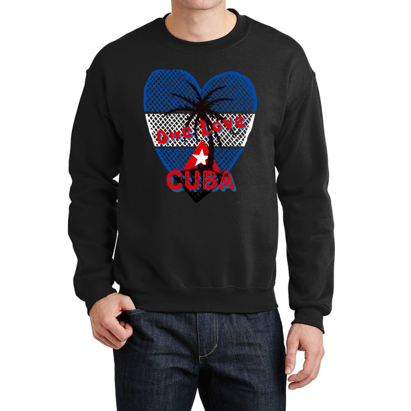 Kuba Eine Liebe Beunruhigte Kubanische Flagge Kubastolz Ich Liebe Kuba Crewneck Sweatshirt | Artistshot