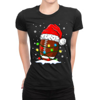 Football Christmas Football Ball Santa Hat Xmas Light Funny 2021 416 Ladies Fitted T-shirt | Artistshot