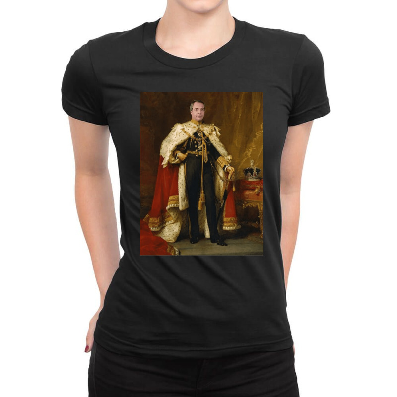 Nigel Farage King, Nigel Farage, King, Anti Boris Johnson, Farage King Ladies Fitted T-Shirt by cm-arts | Artistshot