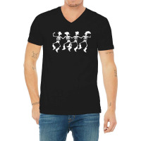 Dancing Skeletons Spooky Halloween Cowboys Line Dance V-neck Tee | Artistshot