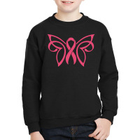 Breast Cancer Butterfly Ribbon Youth Sweatshirt | Artistshot