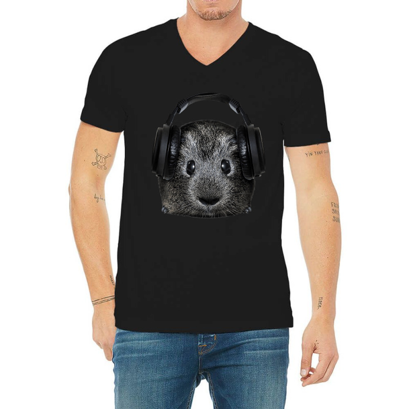 Dj Guinea Pig Music Festival Lover Gift Animal Pet Cavy V-neck Tee | Artistshot