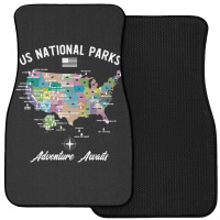 Us National Parks Map, National Park, Us National Parks Map Art, Us Na Front Car Mat | Artistshot