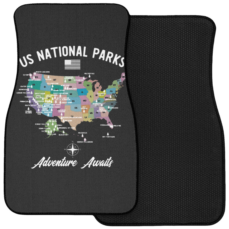 Us National Parks Map, National Park, Us National Parks Map Art, Us Na Front Car Mat | Artistshot