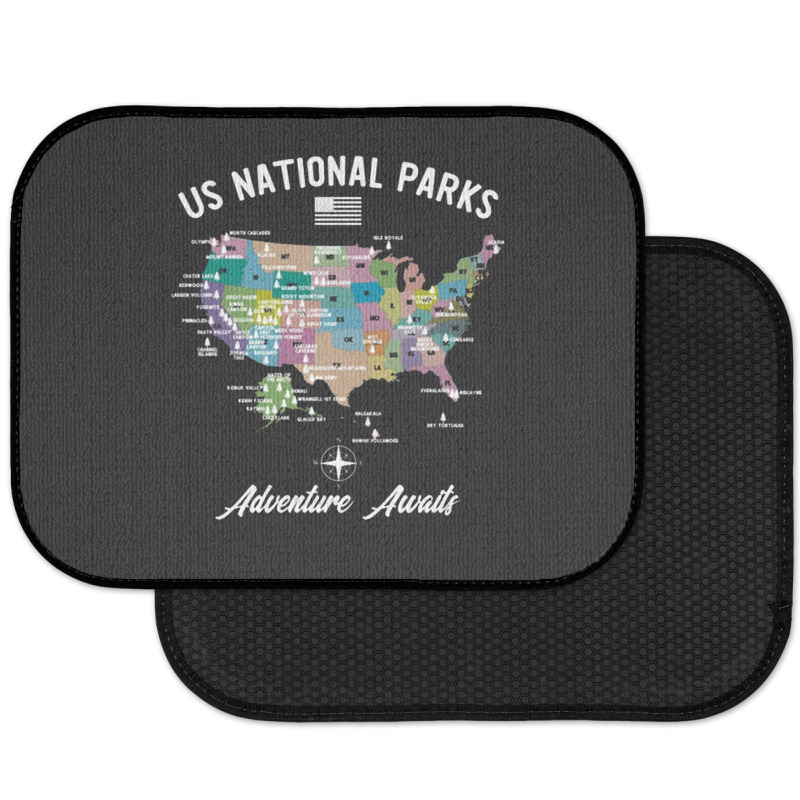 Us National Parks Map, National Park, Us National Parks Map Art, Us Na Rear Car Mat | Artistshot