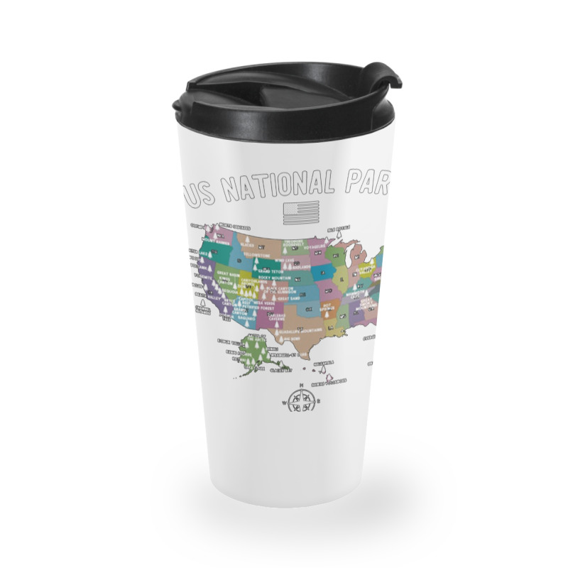 Us National Parks Map, National Park, Us National Parks Map Art, Us Na Travel Mug | Artistshot