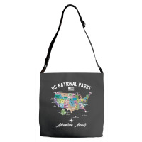 Us National Parks Map, National Park, Us National Parks Map Art, Us Na Adjustable Strap Totes | Artistshot