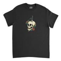 Illustration Skull With Ornamental Flower Classic T-shirt | Artistshot