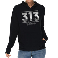 Detroit 313 Area Code Skyline Michigan Vintage Lightweight Hoodie | Artistshot