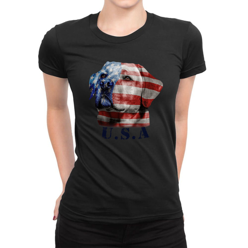 Vintage American Flag Labrador, Working Dog, Usa Ladies Fitted T-Shirt by JoscelyneMewes | Artistshot