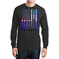 Lake Life American Flag Dock Sunset Wakeboarder Power Boat Long Sleeve Shirts | Artistshot