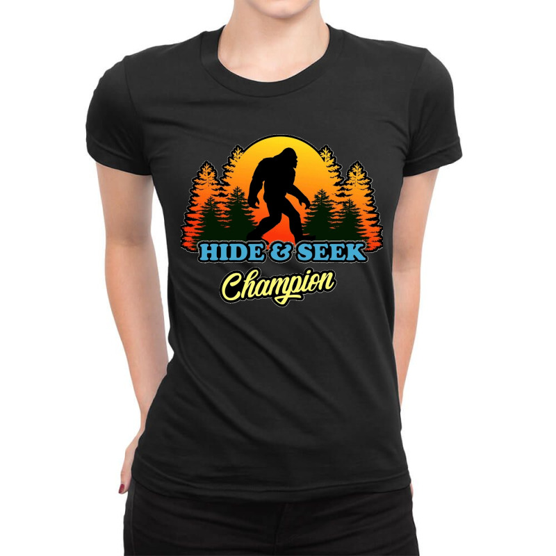 Bigfoot Hide N Seek Champion Classic Ladies Fitted T-Shirt by cm-arts | Artistshot