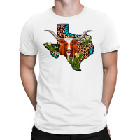 Longhorn Texas Map T-shirt | Artistshot