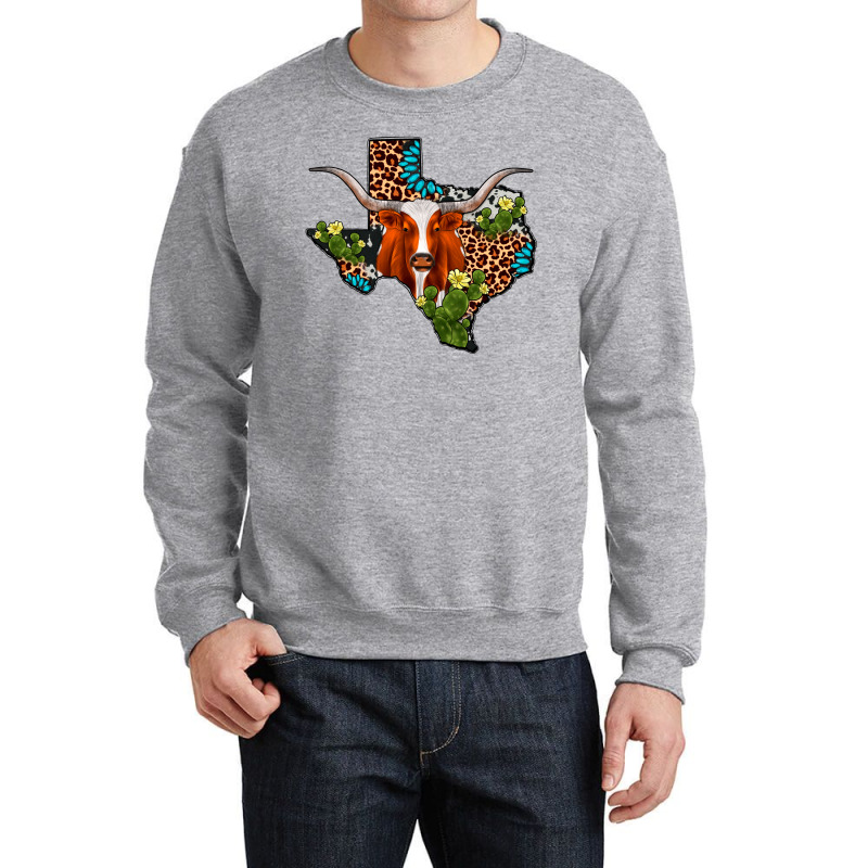 Longhorn Texas Map Crewneck Sweatshirt | Artistshot