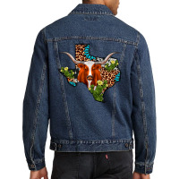 Longhorn Texas Map Men Denim Jacket | Artistshot