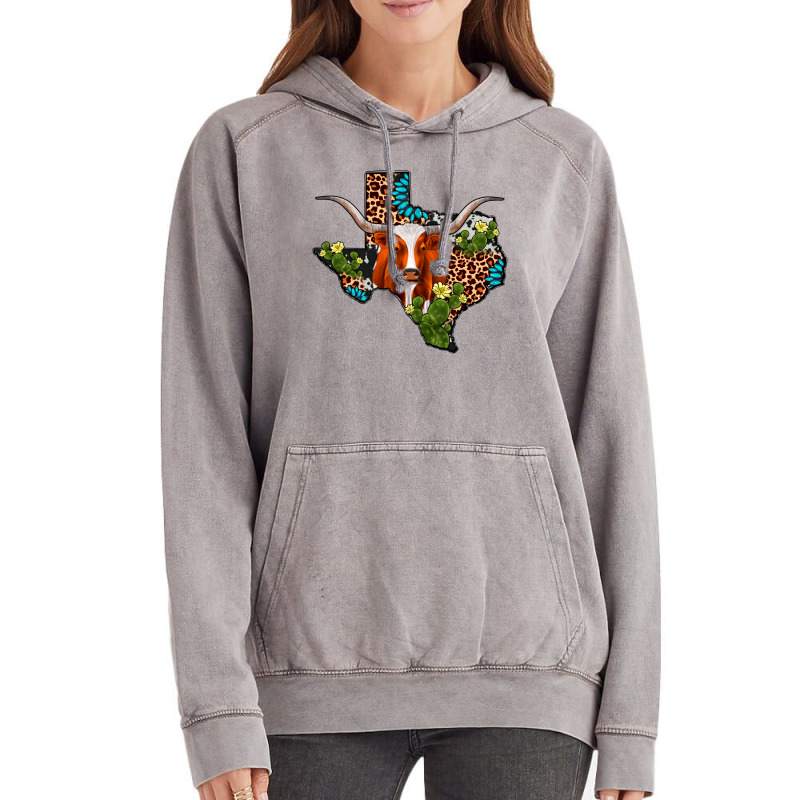 Longhorn Texas Map Vintage Hoodie | Artistshot