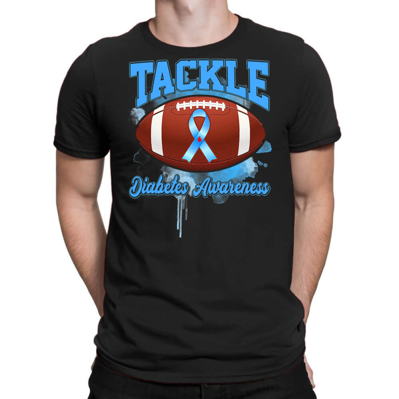 Diabetes Diabetic Tackle Football Blue Ribbon 109 Diabetes Awareness T-Shirt by peafowl | Artistshot