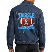 Diabetes Diabetic Tackle Football Blue Ribbon 109 Diabetes Awareness Men Denim Jacket | Artistshot