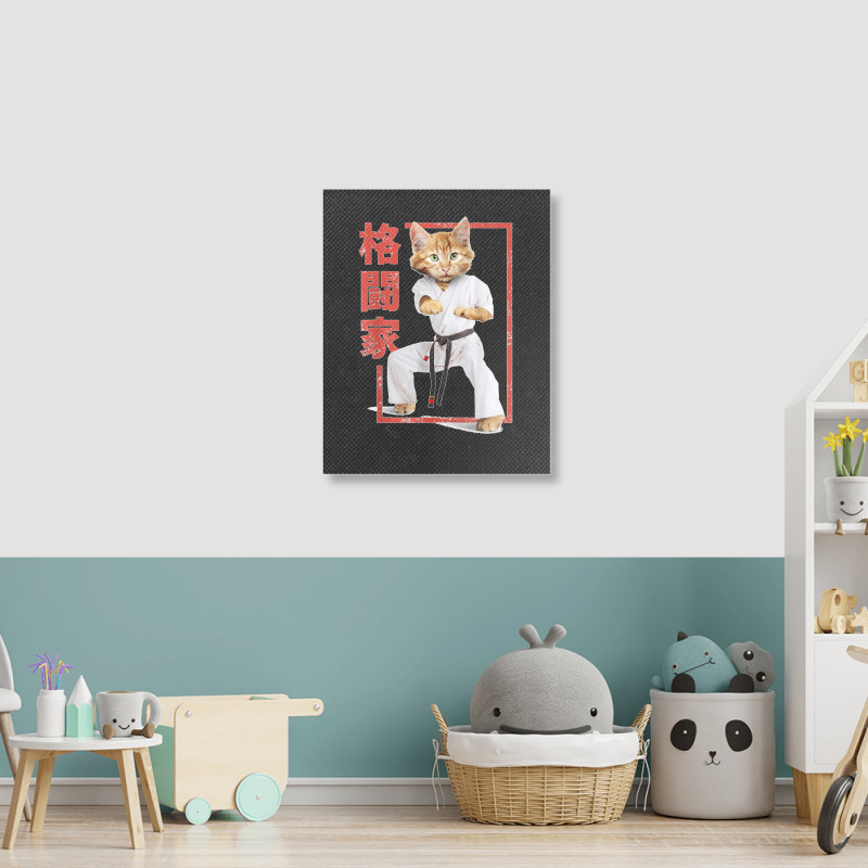 Cat Karate Player , Cat Samurai , Japanese Style T Shirt Portrait Canvas Print | Artistshot