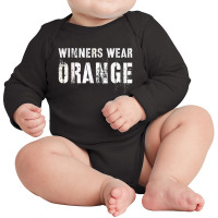 Winners Wear Orange Summer Camp Team Color War Game Event Long Sleeve Baby Bodysuit | Artistshot