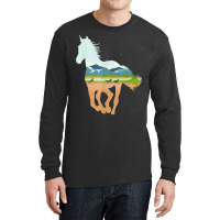 Horse Print With Landscape Horse Lover, Animal Horse Long Sleeve Shirts | Artistshot