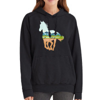 Horse Print With Landscape Horse Lover, Animal Horse Vintage Hoodie | Artistshot