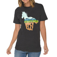 Horse Print With Landscape Horse Lover, Animal Horse Vintage T-shirt | Artistshot