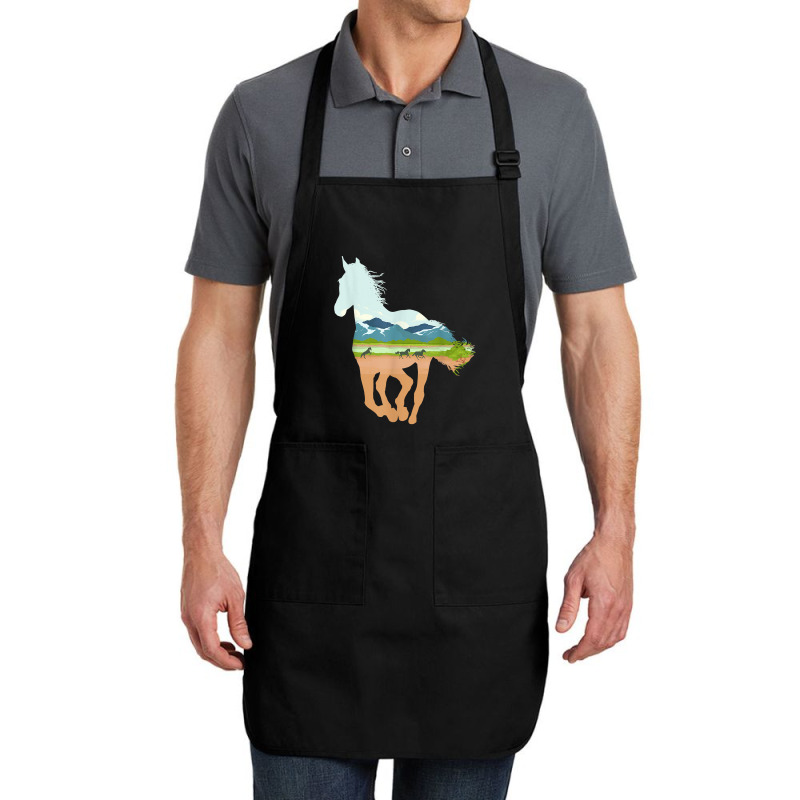 Horse Print With Landscape Horse Lover, Animal Horse Full-length Apron | Artistshot