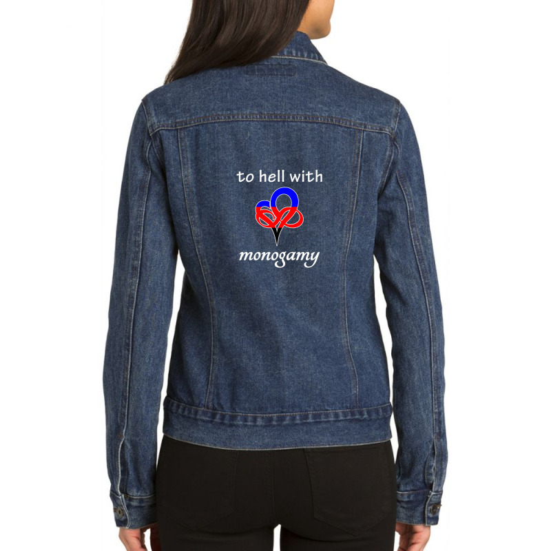 To Hell With Monogamy - Infinite Love Heart Polygamy Flag Ladies Denim Jacket by BrianJolane | Artistshot