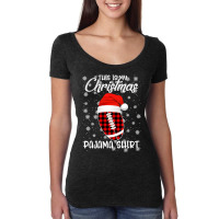 Football This Is My Christmas Pajama Plaid Football Santa Hat Xmas 85  Women's Triblend Scoop T-shirt | Artistshot