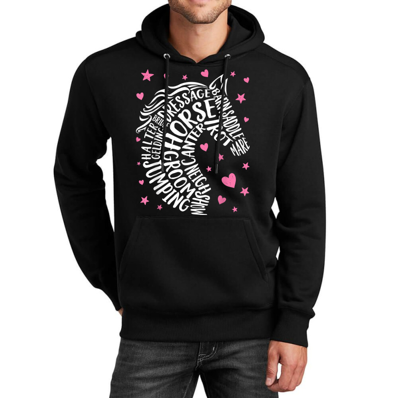 Horse Typography Word Art Girls Horseback Riding Equestrian Love Unisex Hoodie by BlancaJanet | Artistshot