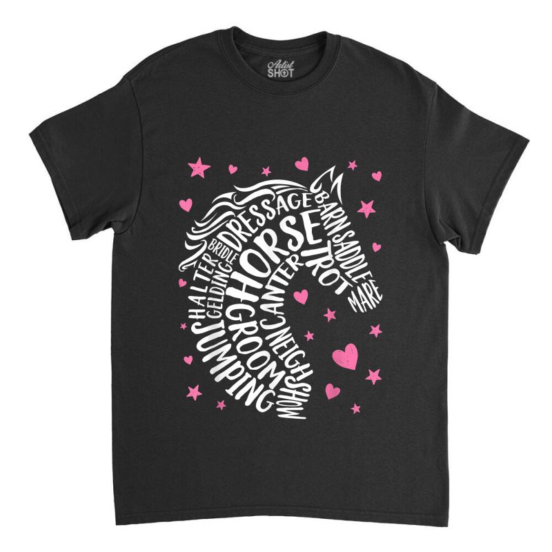 Horse Typography Word Art Girls Horseback Riding Equestrian Love Classic T-shirt by BlancaJanet | Artistshot