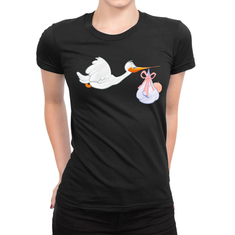 Stork Delivering Baby T Ladies Fitted T-Shirt by cm-arts | Artistshot