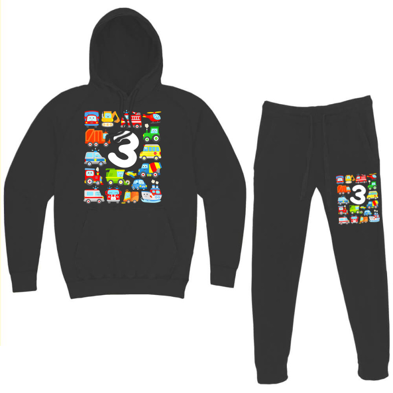 Kids 3rd Birthday Toddler Boy Vehicles Trucks Planes Boat Police Hoodie & Jogger Set | Artistshot