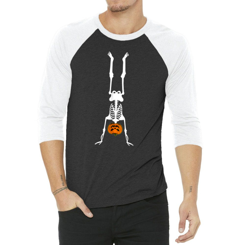 Skeleton Pumpkin Handstand Gymnastics Halloween 3/4 Sleeve Shirt by Newest | Artistshot