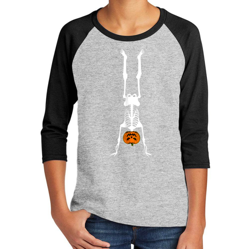 Skeleton Pumpkin Handstand Gymnastics Halloween Youth 3/4 Sleeve by Newest | Artistshot