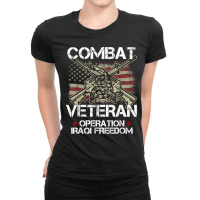 Combat Veteran Iraqi Freedom Military Usa American Flag Gift Ladies Fitted T-shirt | Artistshot