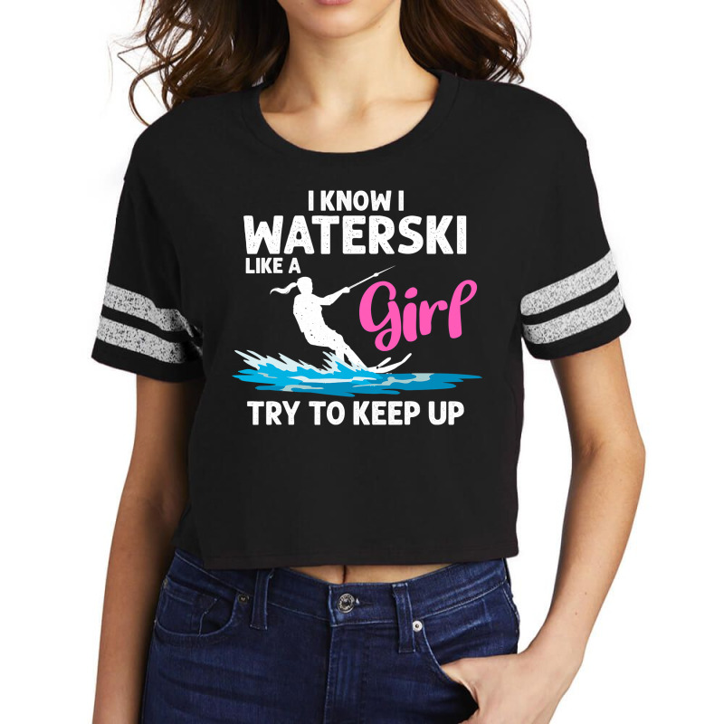 Funny Water Ski Designs For Women Girls Water Skier Athletes Scorecard Crop Tee by cm-arts | Artistshot