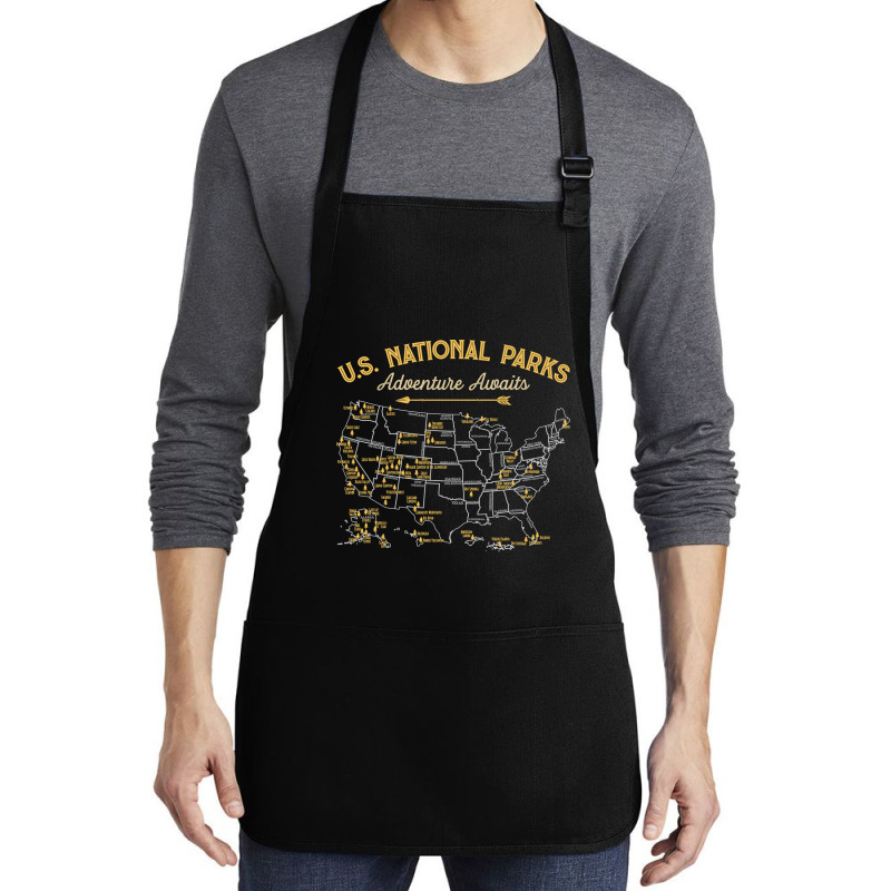 National Parks Hoodie Map Camping Twomen Men Hiking Medium-length Apron | Artistshot